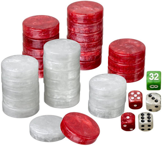 Philos backgammon speelstukken set large 34 mm rood wit