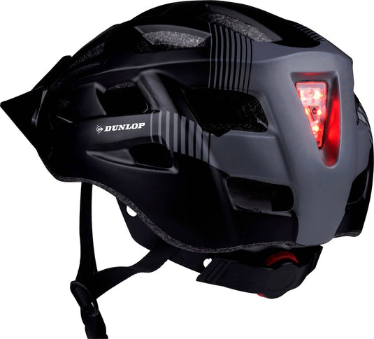 Dunlop fietshelm - mountainbike helm - maat m - verstelbaar 55-58cm - led verlichting - zwart
