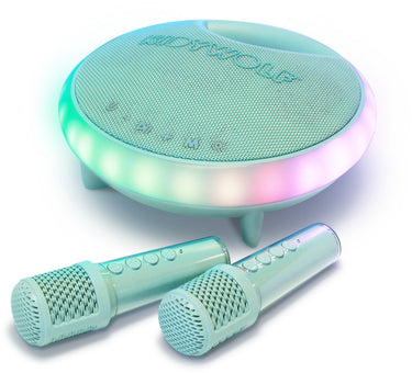 Kidywolf kidykaraoke – draagbare karaoke speaker met 2 draadloze microfoons, lichteffecten en bluetooth