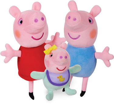 Character options peppa pig 3-delige knuffelset – peppa, george baby evie – zachte pluche knuffels