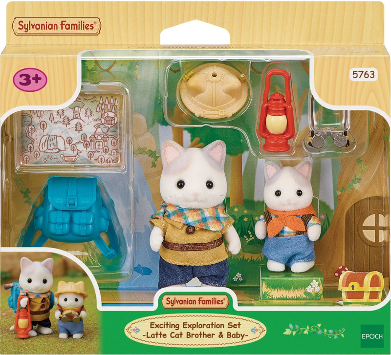 Load image into Gallery viewer, Sylvanian families 5763 duo avonturiers - latte kat broer en baby- fluweelzachte speelfiguren
