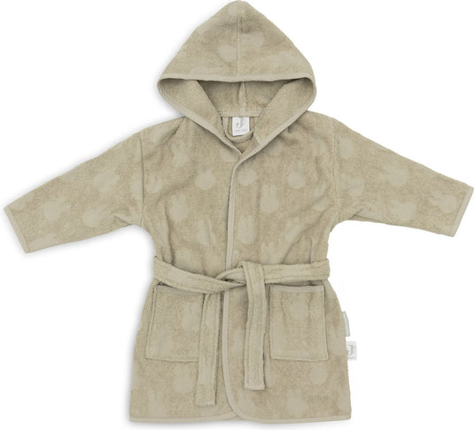 Jollein x nijntje - baby badjas badstof 1-2 jaar - badjas kinderen met capuchon - miffy jacquard - olive green