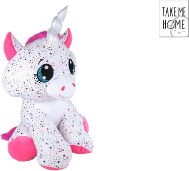 Take me home eenhoorn knuffel pluche wit roze 70cm sterrenprint.