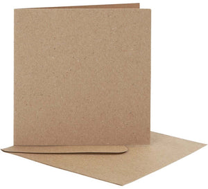 Creotime kaarten en enveloppen, afmeting kaart 12,5x12,5 cm, afmeting envelop 13,5x13,5 cm, naturel, 10sets