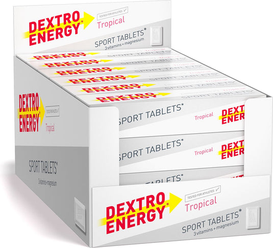 Dextro energy sport tablets - 24 x 14 stuks - druivensuiker tabletten met vitamine c, b1 b6 - dextrose tabs met magnesium - snelle suikers