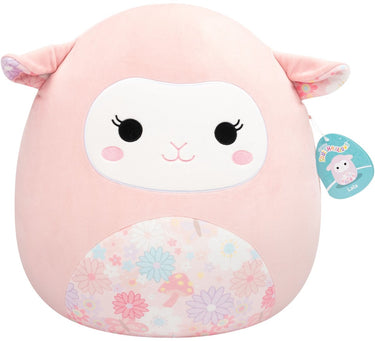 Jazwares squishmallows - large plush (lala - pink lamb w floral print belly and ears) - 40cm plush