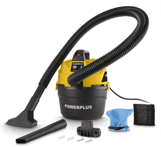 Powerplus elektrische stofzuiger nat-droog powx318 - 750w stofzuiger werkruimte, huis, tuin, auto - 4l tank - met 2 acc.