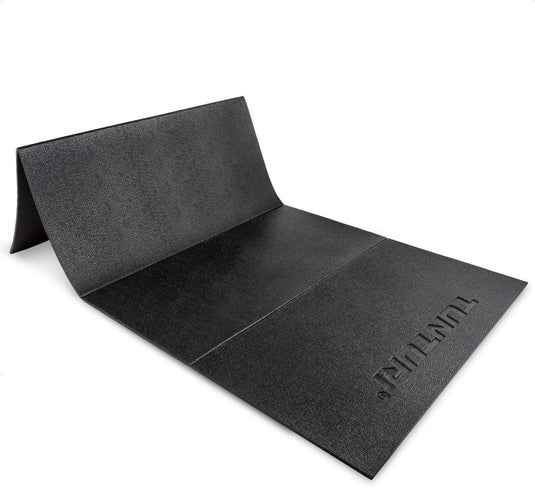 Tunturi fitnessmat - buitenmat extra dik – yoga mat antislip - pilates mat - 6 mm - opvouwbaar - 120 x 61 cm - incl trainingsapp - zwart