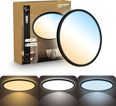 B.k.licht shallow - dimbaar badkamerlamp plafonniere - plafondlamp met afstandsbediening - badkamerverlichting met cct - ip44 - ø42 - zwart