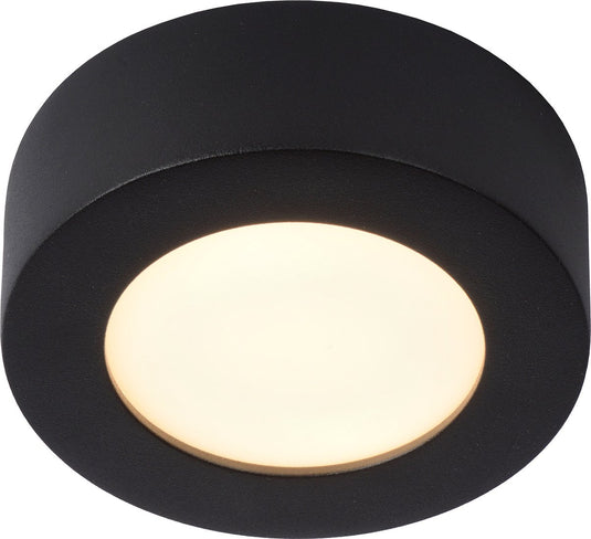 Lucide brice-led - plafonnière (plafondlamp) badkamer - ø 11,7 cm - led dimbaar - 1x8w 3000k - ip44 - zwart