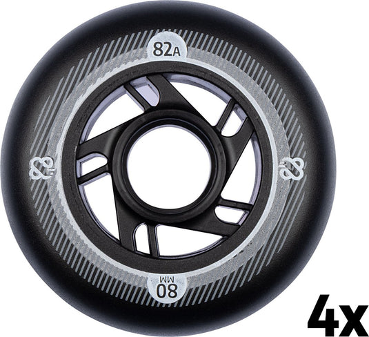 Nijdam inline skate wielen set - 80x24 mm - 4st - black zwart