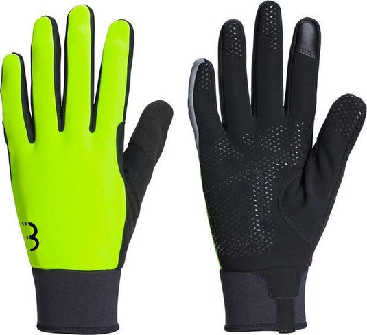 Bbb cycling controlzone fietshandschoenen winter - 5 - 10 ℃ - winddichte wielrenhandschoenen heren dames - sporthandschoenen - touchscreen compatibel - neon geel - maat s - bwg-36