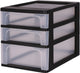 Iris organizer chest ladesysteem a4 - 2 kleine lades en 1 middelgrote lade - 2 x 4l en 1 x 7l - kunststof - zwart transparant