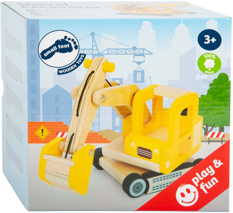 Load image into Gallery viewer, Small foot - houten graafmachine geel

