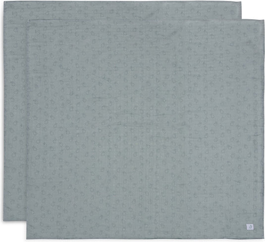 Jollein x nijntje - hydrofiele doek large 115x115cm - inbakerdoek - zacht katoen - 2 stuks - miffy silhouettes sea green