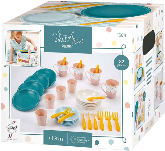 Écoiffier ecoiffier vert azur picknick speelset met kartonnen picknickmand - 32dlg.