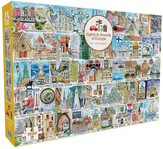 Gibsons - sights sounds of europe (door val goldfinch) - 1000 stukjes 68×49cm (b×h) - legpuzzel voor volwassenen
