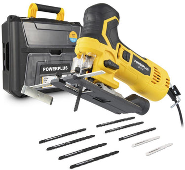 Powerplus elektrische decoupeerzaag powxbox030 - 750w zaagmachine - 3000min-1 - gereedschap met 10 acc.