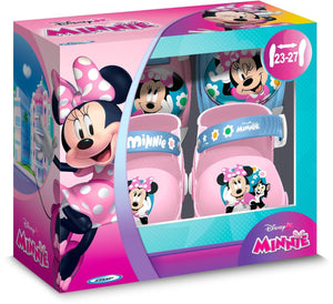 Minnie set rolschaatsen en beschermende kleding - - mn432035 - met elleboog- en kniebeschermers - roze 23-27