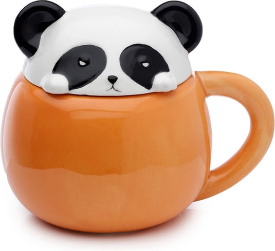 Puckator - mok beker - panda - deksel - keramiek
