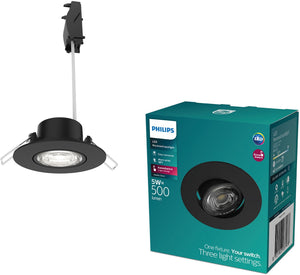 Philips cilantro inbouwspot - sceneswitch lichttechnologie - 5w - warmwit licht: 2700k - zwart