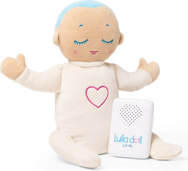 Lulla doll – doorslaappop met natuurlijke hartslag ademhaling - hartslag knuffel - slaaphulp - werkt tot 12 uur - vanaf 0 maanden - machinewasbaar - lichtblauw