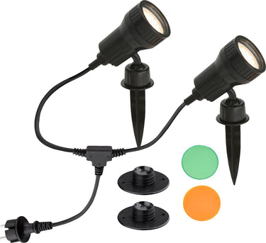 Briloner - buitenlamp - led grondspot - buitenverlichting met spies - zwart - 2 stuks