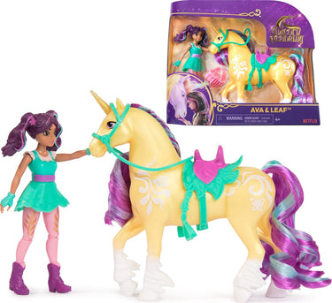 Unicorn academy pop ava eenhoorn leaf - met 2 rijaccessoires en borstel - 12,7 cm - speelfigurenset
