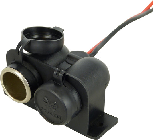 Carpoint 2-weg opbouw stekkerdoos 12 24v – 2x aansluiting – 15a – met stofkap – vaste montage – inclusief kabels