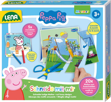 Lena peppa pig leren snijden educatief spel karton.