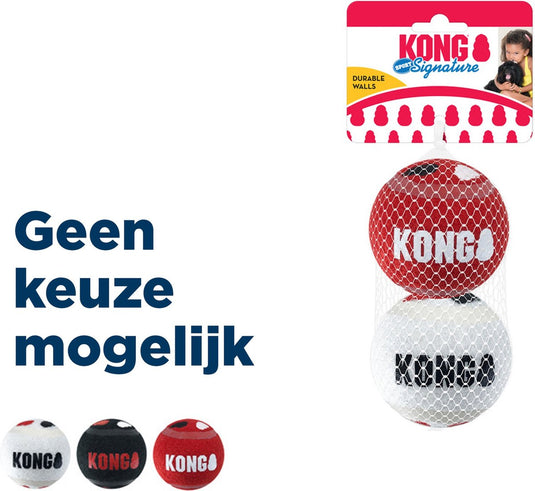 Kong signature speelballen l - steviger dan tennisballen - niet schurend materiaal - speelbal voor honden - 2 stuks
