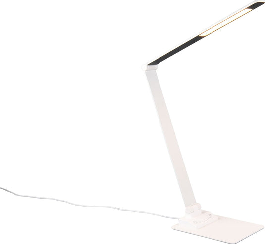 Trio travis - tafellamp - bureaulamp - wit mat - incl. 1x smd 6,5w - geïntegreerde dimmer - memory functie - usb-poort - oplaadfunctie