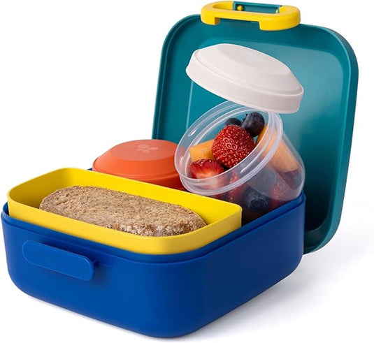 Amuse rikko midnight lagoon bento lunchbox - 550ml + 2x185ml - broodtrommel kinderen met 3 compartimenten - bpa-vrije bentobox - brooddoos met lekvrije snackdoosjes
