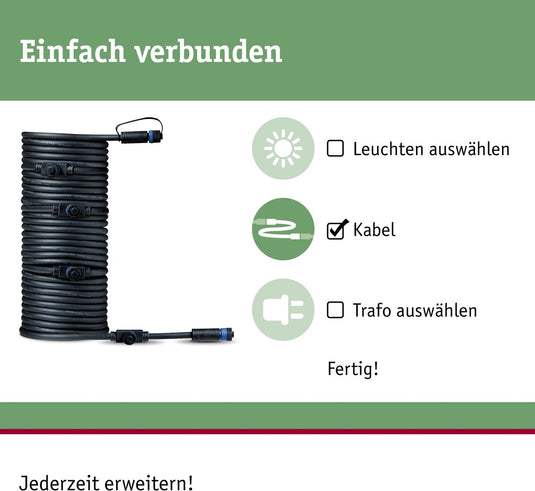 Paulmann plug shine kabel 10m 5 uitgangen ip68 zwart
