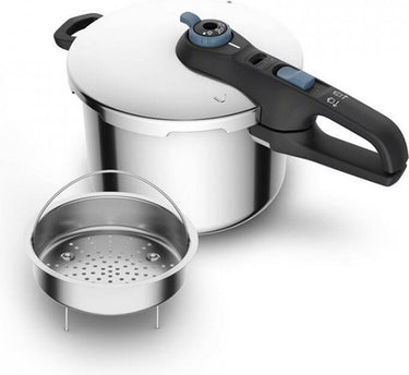 Tefal trendy+ snelkookpan - 8l - roestvrij staal - zwart blauw - geschikt voor alle warmtebronnen