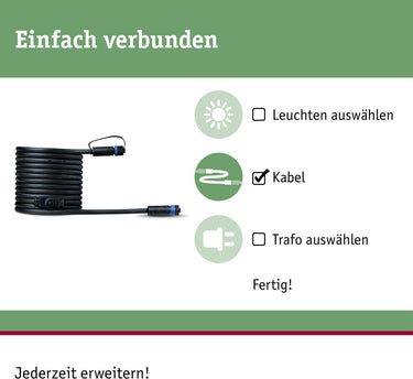 Paulmann plug shine kabel 5m 2 uitgangen ip68 zwart
