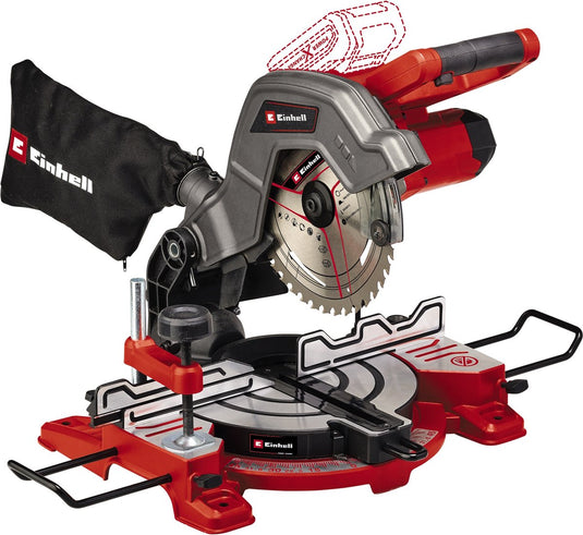 Einhell accu afkort- verstekzaag te-ms 18 8 li solo - power x-change - 18 v li-ion - ø216 mm - incl. 40 tands zaagblad - excl. accu en lader