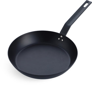 Bk solid steel bbq koekenpan 26cm - plaatstaal - carbon staal - gietijzer handgreep - ovengeschikt tot 230°c - barbecue - handwas - bbq set