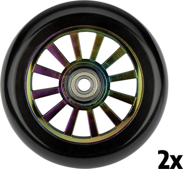 Black dragon stuntstep wielen set - spoked plastic - neo chrome