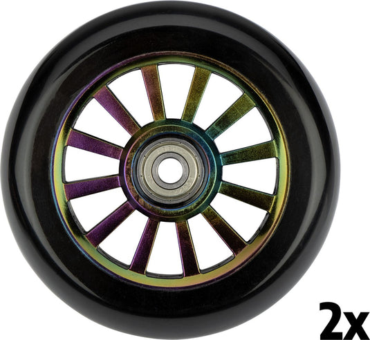 Black dragon stuntstep wielen set - spoked plastic - neo chrome