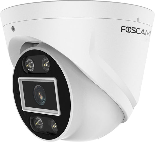 Foscam t5ep-w 3k turret camera – 5mp poe bewaking voor buiten – slimme persoon- en voertuigherkenning – sirene, spotlight en 2-weg audio – ip66 – wit