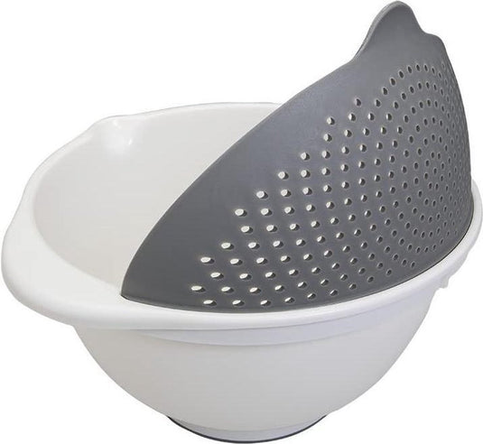 Metaltex vergiet en kom 2-in-1 - 25 cm - inhoud 3,5 liter - wit grijs