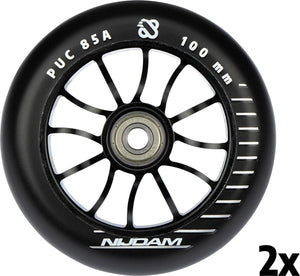 Nijdam stuntstep wielenset - spoked alu - zwart - 2 stuks
