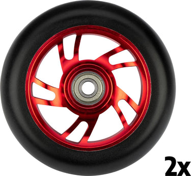 Black dragon stuntstep wielen set - spoked alu - rood zwart