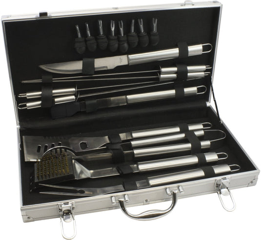 Leopold vienna - bbq gereedschap 18-delige set in grillkoffer - bbq accessoires