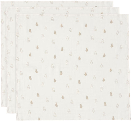 Jollein x nijntje - hydrofiele doek small 70x70cm - inbakerdoek, spuugdoekjes, baby doeken - zacht katoen - happy miffy - nougat - 3 stuks