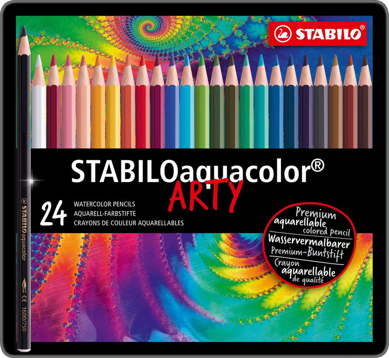 Load image into Gallery viewer, Stabilo aquacolor - premium aquarel kleurpotloden - arty - metalen etui 24 kleuren
