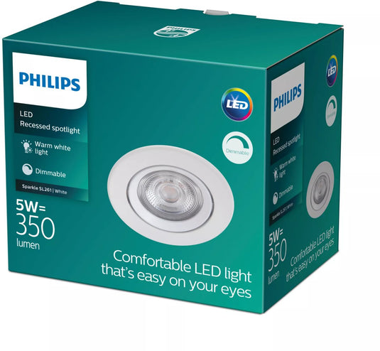 Philips led philips sparkle inbouwspot - 1-lichts - wit