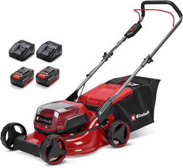Einhell accu grasmaaier gc-cm 36 42 li bl kit - power x-change - 36 v li-ion - maaibreedte: 42 cm - aanbevolen gazonoppervlakte: tot 400 m² - 50 l opvangzak - maaihoogte: 25-75 mm - incl. 2x43.0 ah accu en 2 opladers