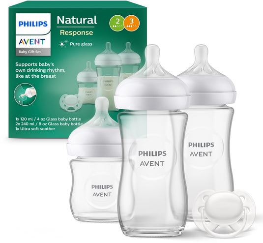Philips avent natural response glazen fles - startersset voor pasgeboren baby's scd878 11